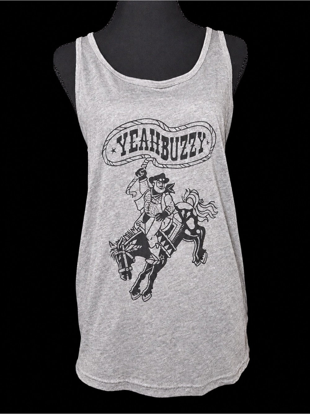 YEAHBUZZY Cowboy Rodeo Graphic Tank Top S Gray Western Cowgirl